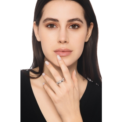 Elastischer Ring 750er Weißgold mit Diamanten