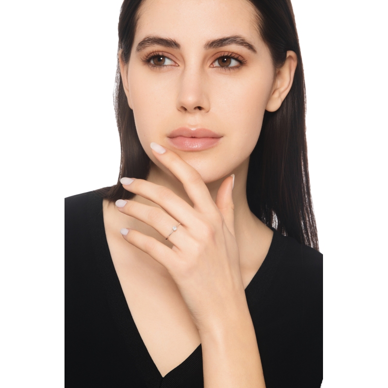 750er Weißgold Antragsring mit Diamant 0,15 kt