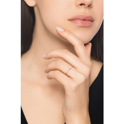 750er Weißgold Antragsring mit Diamant 0,15 kt