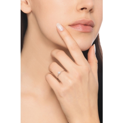 Diamantring Solitär Ring 18 Karat Weißgold 