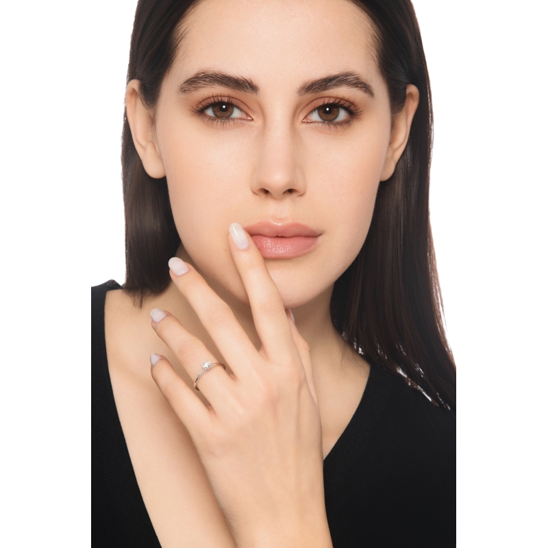 Verlobungsring Halbkarat-Diamant Weißgold 750