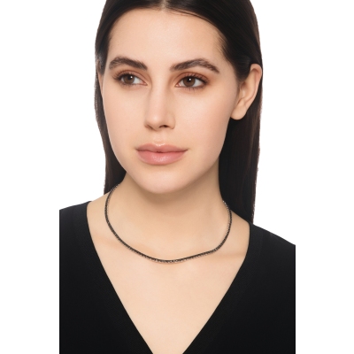 Tennis Kette schwarze Diamanten Weissgold 18K