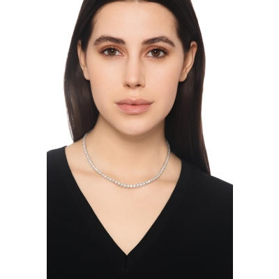 Tennis Kette mit Diamanten aus 18K Weißgold