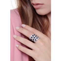 Diamant Pavè Fassung Ring 18k Weißgold mit blauen Saphiren 2