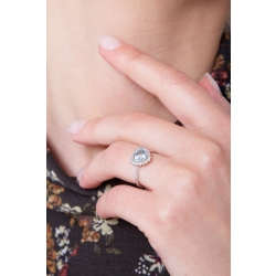 Aquamarin Herzring Weißgold mit Diamanten 2