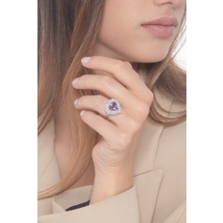 Amethyst Ring Weißgold 750 mit Diamanten  2