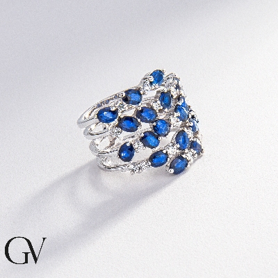 Saphir Diamant Bandring Damen Weißgold