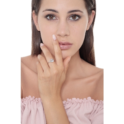 Weißgold 750 Damenring mit Aquamarin und Brillanten