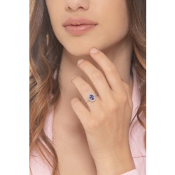 Halo Verlobungsring mit Diamanten und Tansanit 2