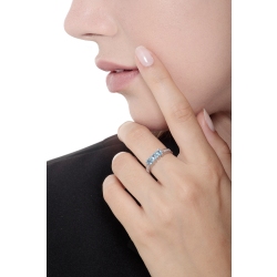 Weißgold Trilogy Ring mit Aquamarin und Diamanten 2