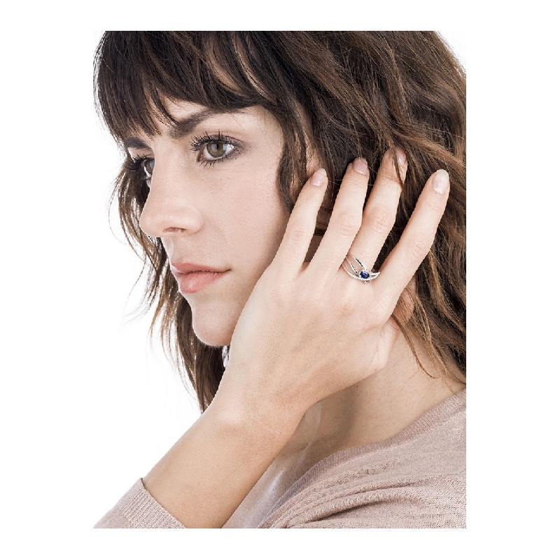 Saphir Ring Weißgold mit Diamanten