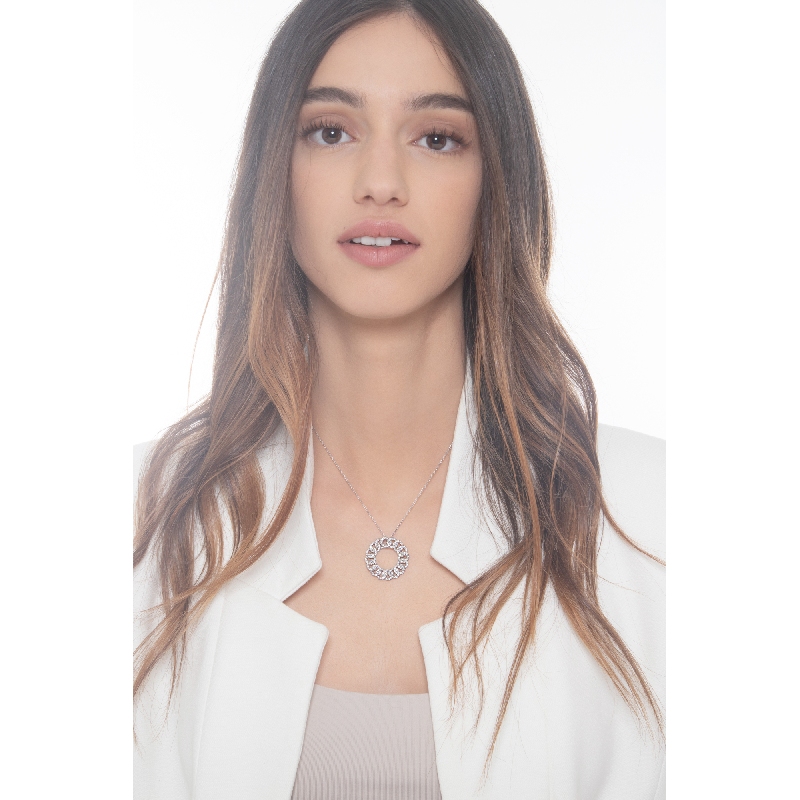 Diamant Kreis Anhänger aus Weißgold 18k