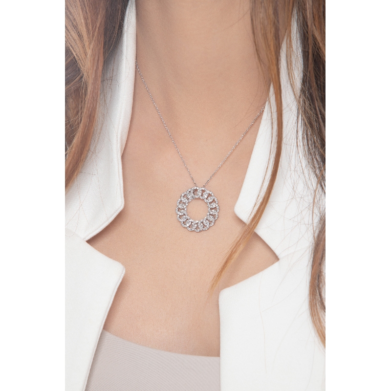 Diamant Kreis Anhänger aus Weißgold 18k