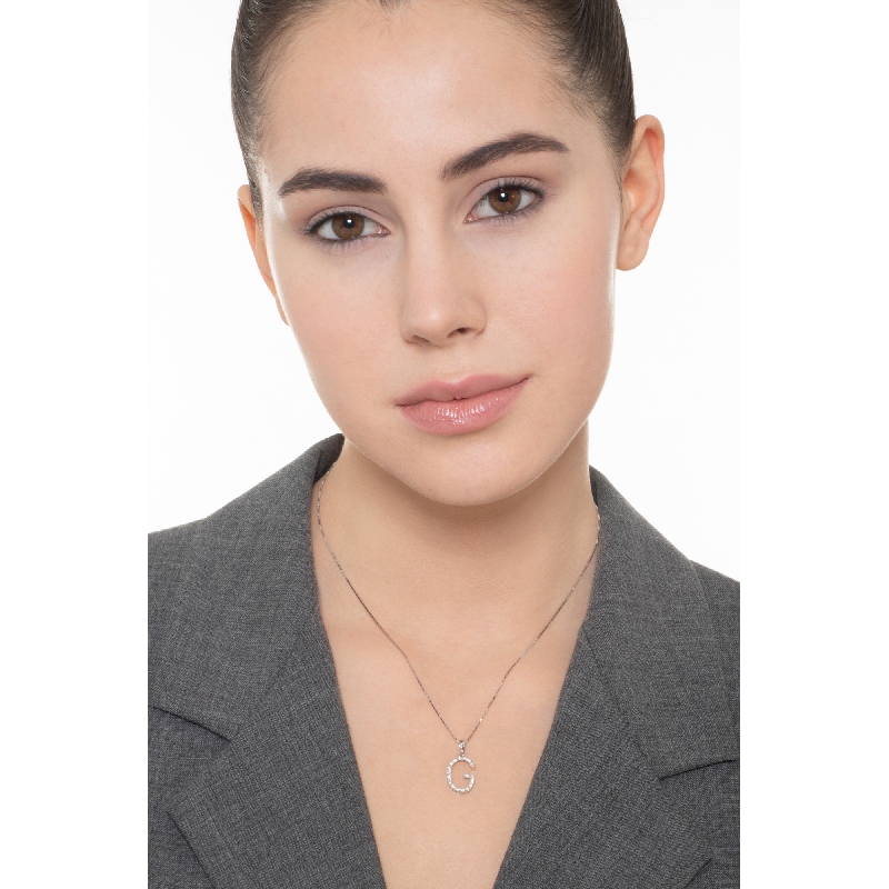 Weißgold-Kette mit Buchstabe G aus Diamanten 