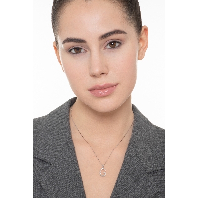 Weißgold-Kette mit Buchstabe G aus Diamanten 