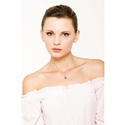 Moderne Weißgold Kette mit Amethyst und Brillanten