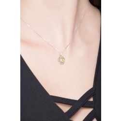 Weißgold Damenkette mit Peridot und Diamanten 2