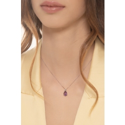 Halskette Damen Weißgold mit echtem Amethyst-Anhänger  2