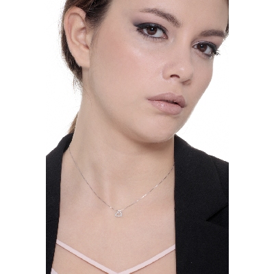 18k Weißgold Halskette mit Diamant-Herzanhänger