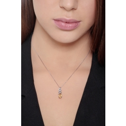 Moderne Weißgoldkette mit Diamant- und Citrinanhänger  2