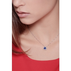 Herzkette Weißgold mit Saphir-Anhänger 2