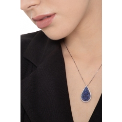 Weißgold Kette Damen mit blauem Saphir-Anhänger 2