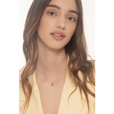 Rosa Saphir Kette Weißgold 750 