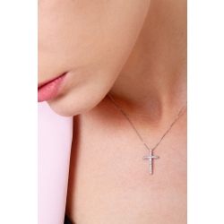 Weißgold Kette mit Diamant-Kreuz-Anhänger modern 2