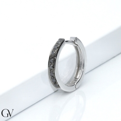 Weißgold Creole einzelner Ohrring mit schwarzen Diamanten 2