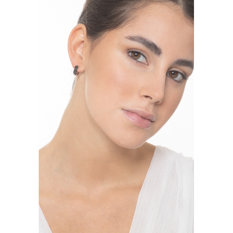 Creolen mit schwarzen Diamanten 750er Weißgold