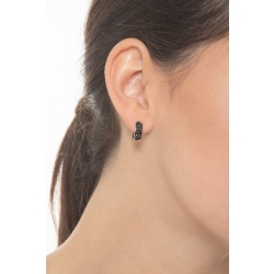 Creolen mit schwarzen Diamanten 750er Weißgold 2