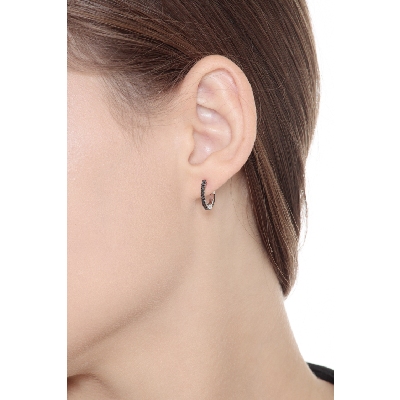 Creolen mit schwarzen Diamanten Weißgold