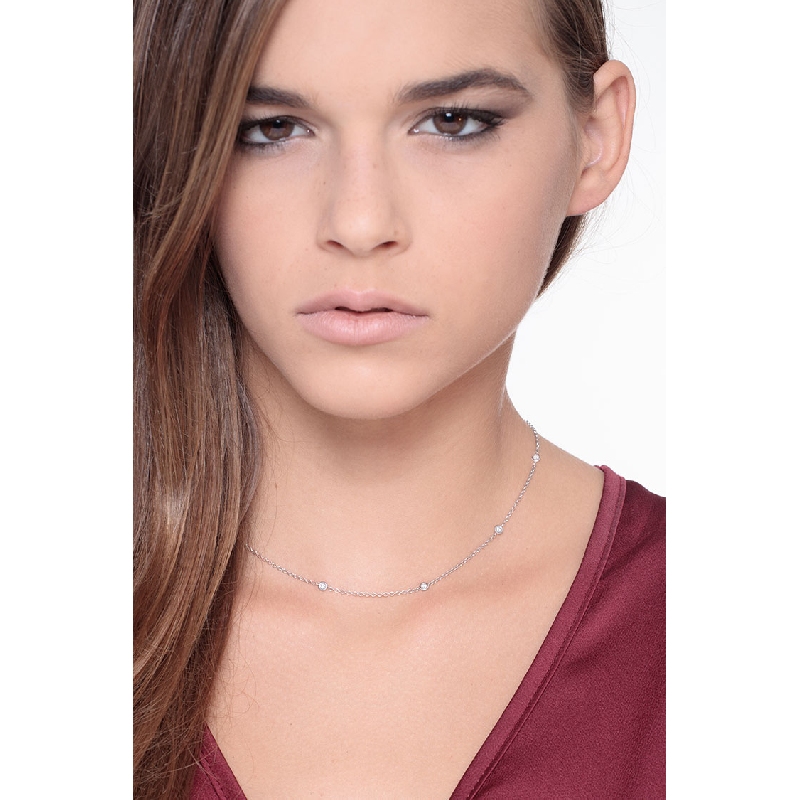 Halskette aus 18k Weißgold mit Diamanten, 40 cm