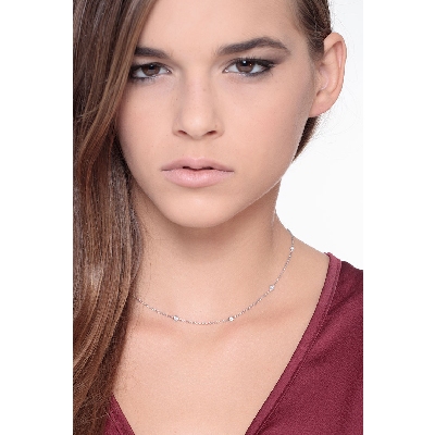 Halskette aus 18k Weißgold mit Diamanten, 40 cm