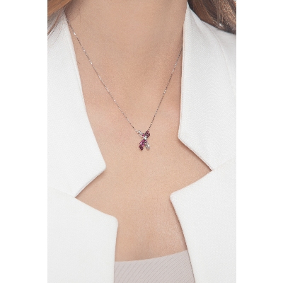 Rubin Kette mit Diamanten Weißgold 750