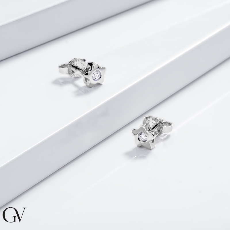 Brillant-Ohrstecker Stern Damen Weißgold 750