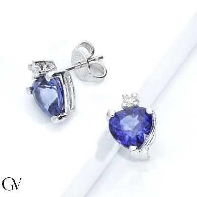 Saphir Ohrstecker 18k Weißgold 