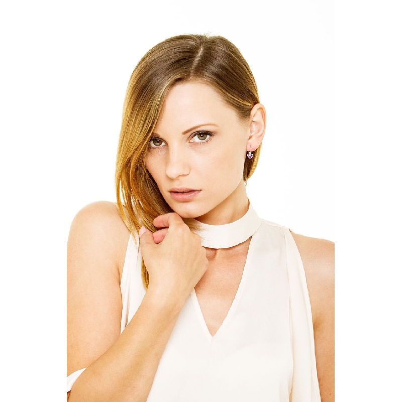 Ohrringe aus 18k Weißgold mit Amethyst und Diamanten