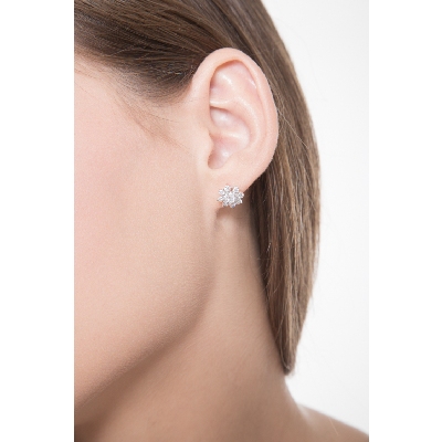 Ohrstecker Weißgold mit Diamant-Blume