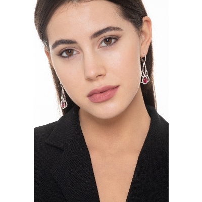 Ohrhänger Weißgold  mit Rubinen und Diamanten