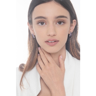 Halo Ohrrigen mit Amethysten und Brillanten 