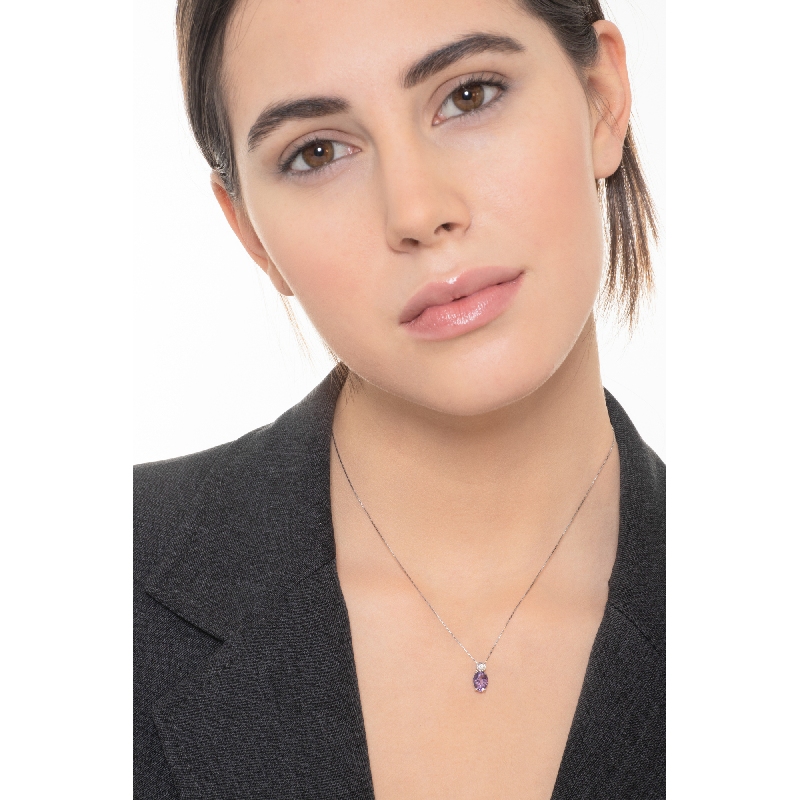 Weißgold Damen Kette mit Amethyst Anhänger