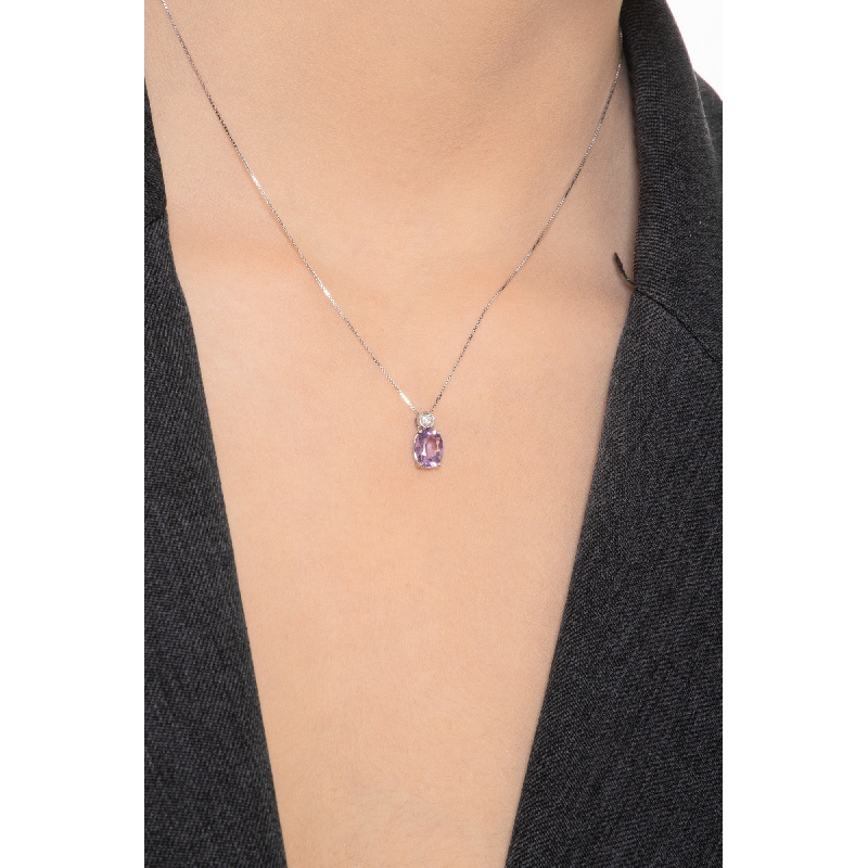 Weißgold Damen Kette mit Amethyst Anhänger