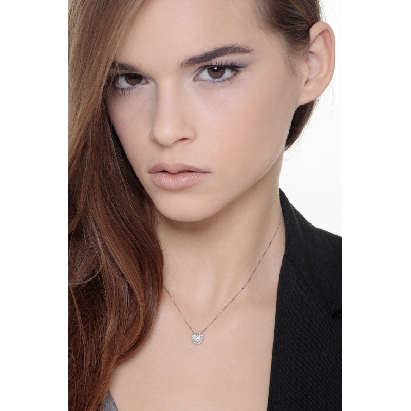 Weißgold 750 Herzkette aus Diamanten