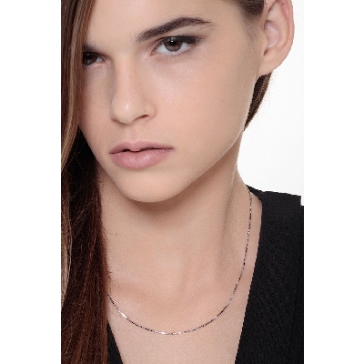 18K Weißgold Venezianer Kette 45 cm