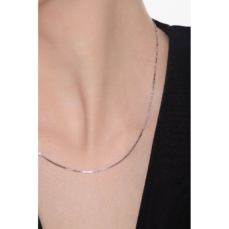 18K Weißgold Venezianer Kette 45 cm