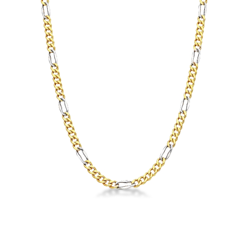 Panzerkette aus Weißgold und Gelbgold 18K, 50 cm