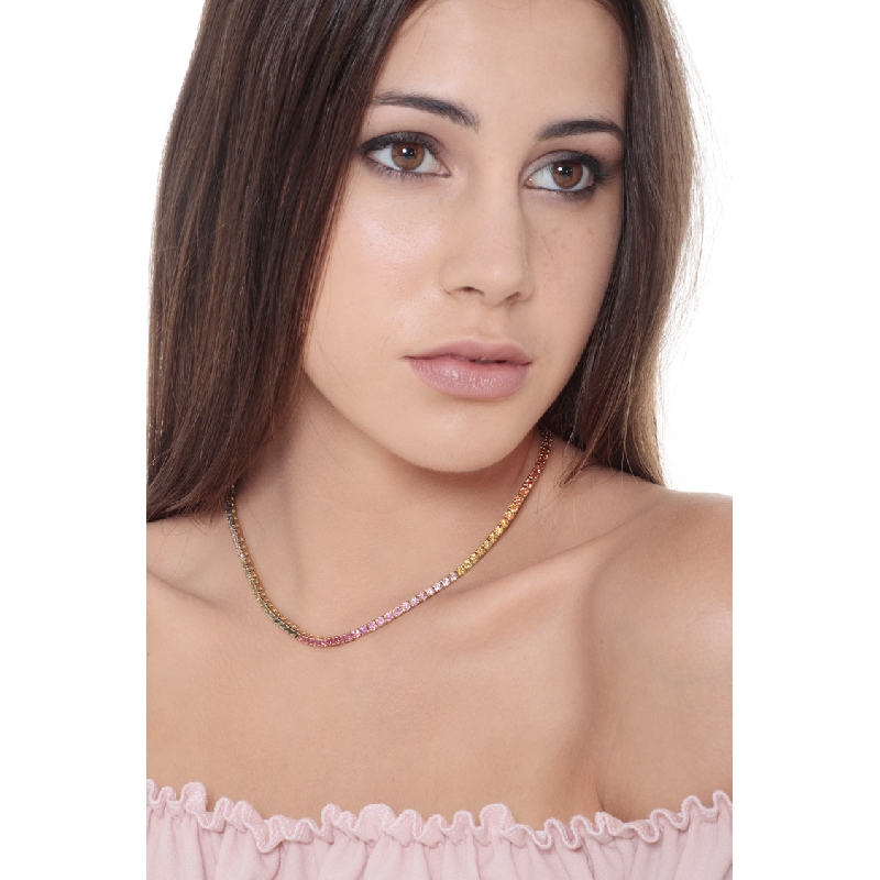 Saphir Tenniskette 18 K Gold, Rainbow Kollektion