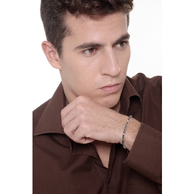 Weißgold 750 Tennisarmband mit schwarzen und weißen Diamanten