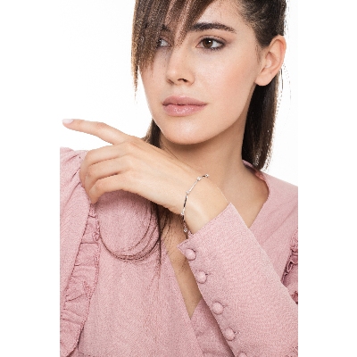 Damenarmband mit sieben Diamanten Weißgold